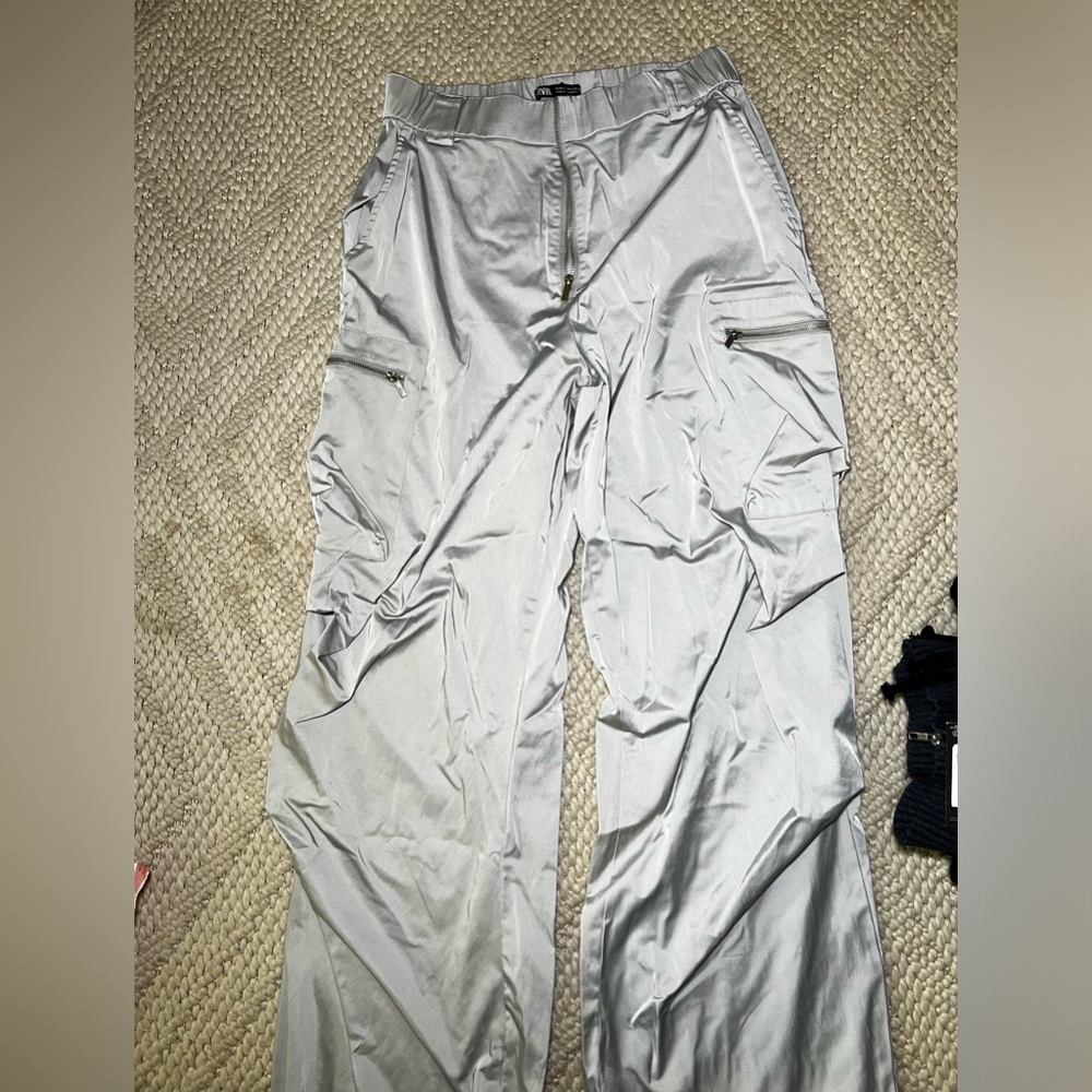 zara metallic cargo pants*